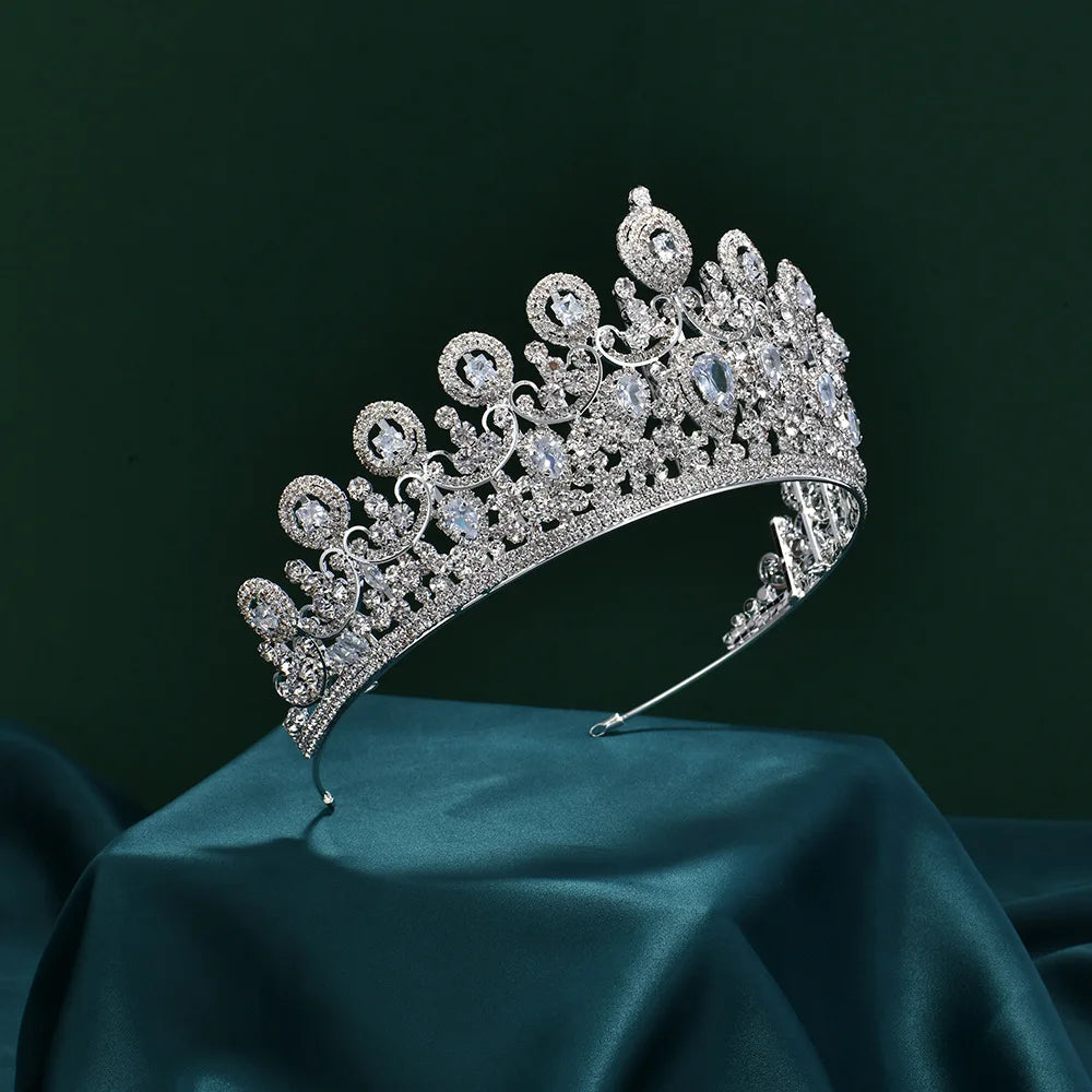 Bridal Hair Jewelry Crystal Zircon Tiaras and Crowns Rhinestones Headband Brides Women Prom Pageant Diadem Wedding Accessories