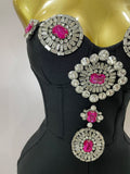 Luxury Sexy Strapless Backless Crystal Diamonds Black Bodycon Bandage Jumpsuit Women Celebrity Designer High Street Rompers