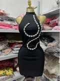 Summer Women Sexy Off the Shoulder Shinning Crystal Bodycon Mini Bandage Dress Nightclub Party Celebrate Birthday Wear black