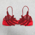 Sexy Women'S Chiffon Patchwork Satin Diamond Studded Bra Top Spaghetti Strap Sleeveless Concealed Button Ultra Short Top Red