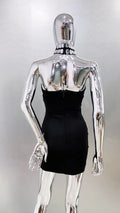 Spring Women Sexy Strapless Big Crystak Bodycon Mini Bandage Dress Necklace Fashion Celebrate Nightclub Party Dress