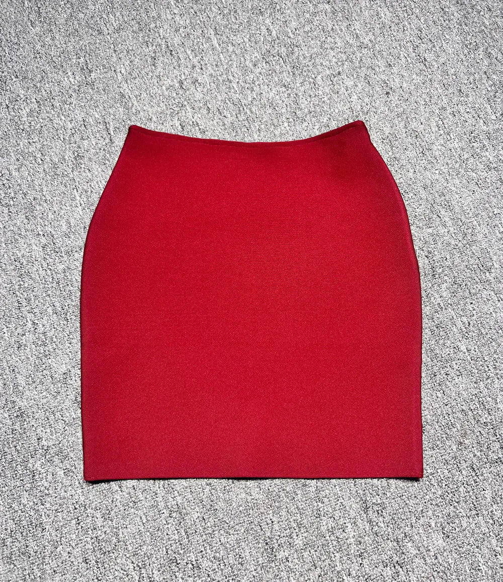 2024 New Women's Bandage Skirt Fashion Versatile Solid Color Tight Mini Skirt Black Red Orange Khaki White Pink Bandage Skirt Claret