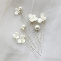 Bridal Jewelry Gold Silver Color Hairpin Porcelain Flower Hair Pin Clip Brides Women Head Piece Headdress Wedding Accessories silver color E