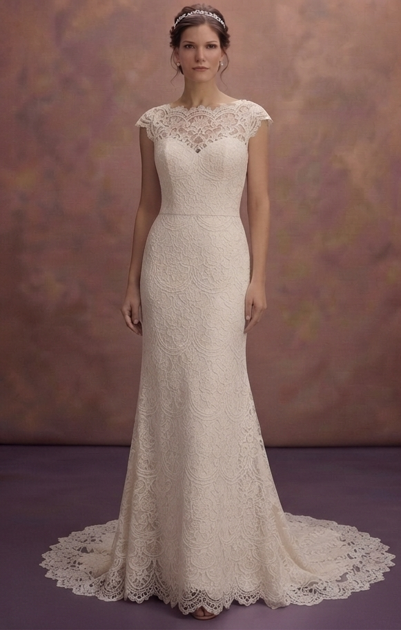 Scalloped Lace Wedding Dresses with Delicate Edges