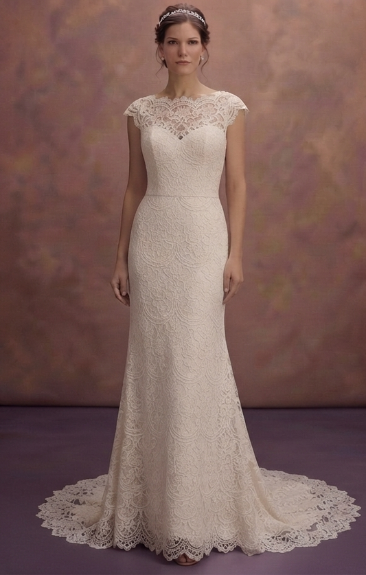 Scalloped Lace Wedding Dresses with Delicate Edges