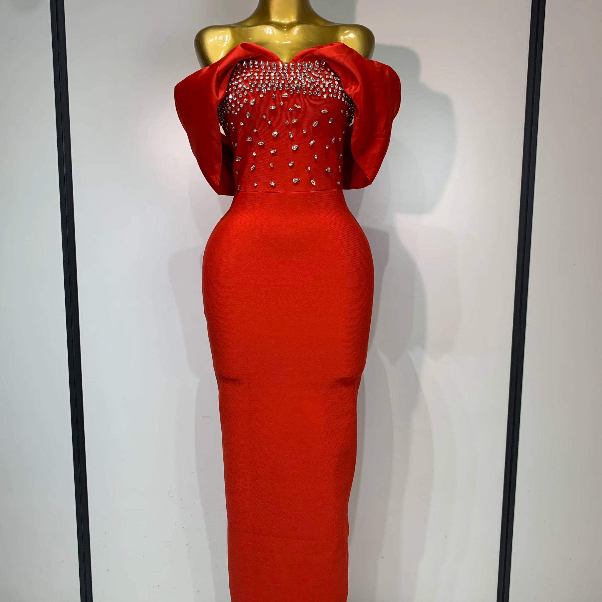 Women Sexy Off Shoulder Beading Bodycon Bandage Dress 2025 Celebrity Elegant Evening Club Party Luxury Birthday Dresses Red