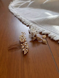 Leaf Flower Head Pieces Vintage Hair Comb Clip Pin For Brides Women Gold Color Pearl Hairpin Wedding Accessories Bridal Jewelry