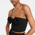 Stylish Sexy Woman Item Stereoscopic Flowers Strapless Top Summer Party Music Festival Vestido Holiday Vocation Outfit