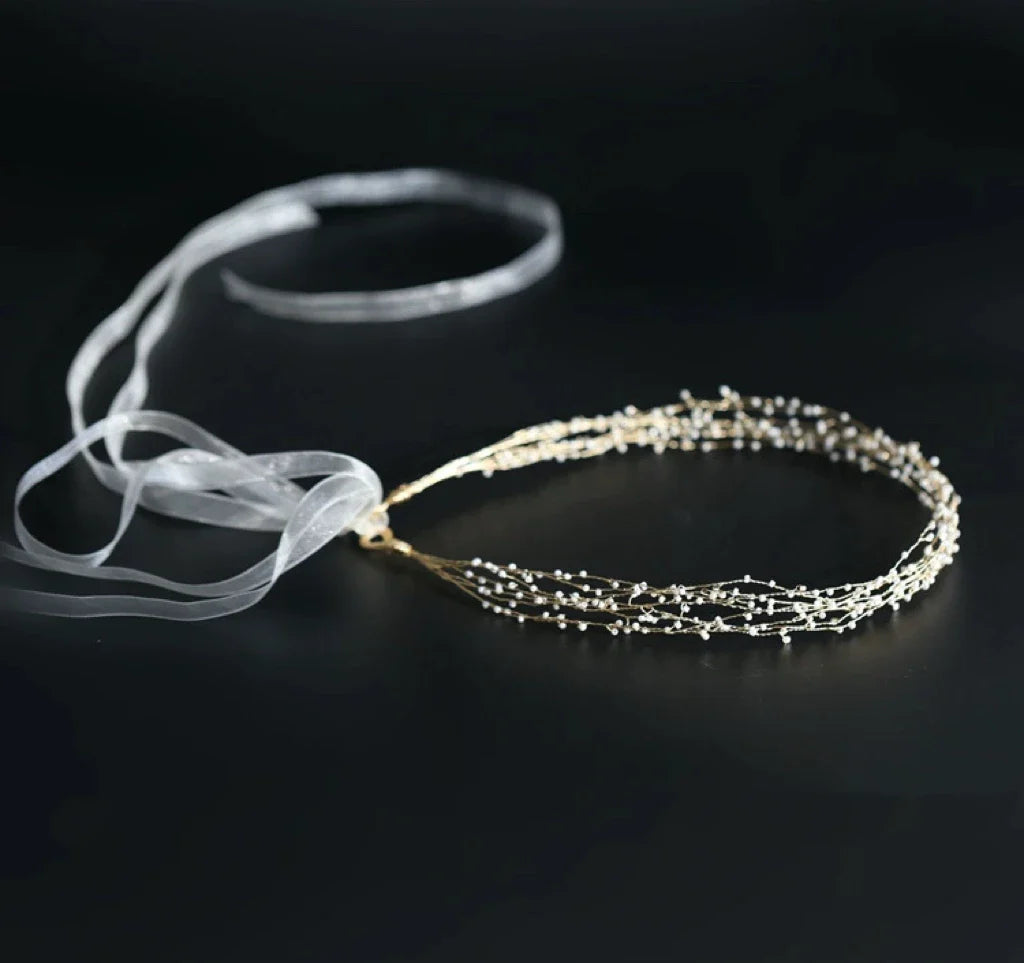 Handmade Gold Color Headband Hairband Vintage Headpiece Bride Prom Headwear Headdress Bridal Jewelry Wedding Hair Accessories