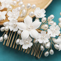 Flower Hair Combs For Wedding Bride Hair Accessories Pearl Bridal Hair Clips Hairpin For Women Wedding Hair Pieces Headdress
