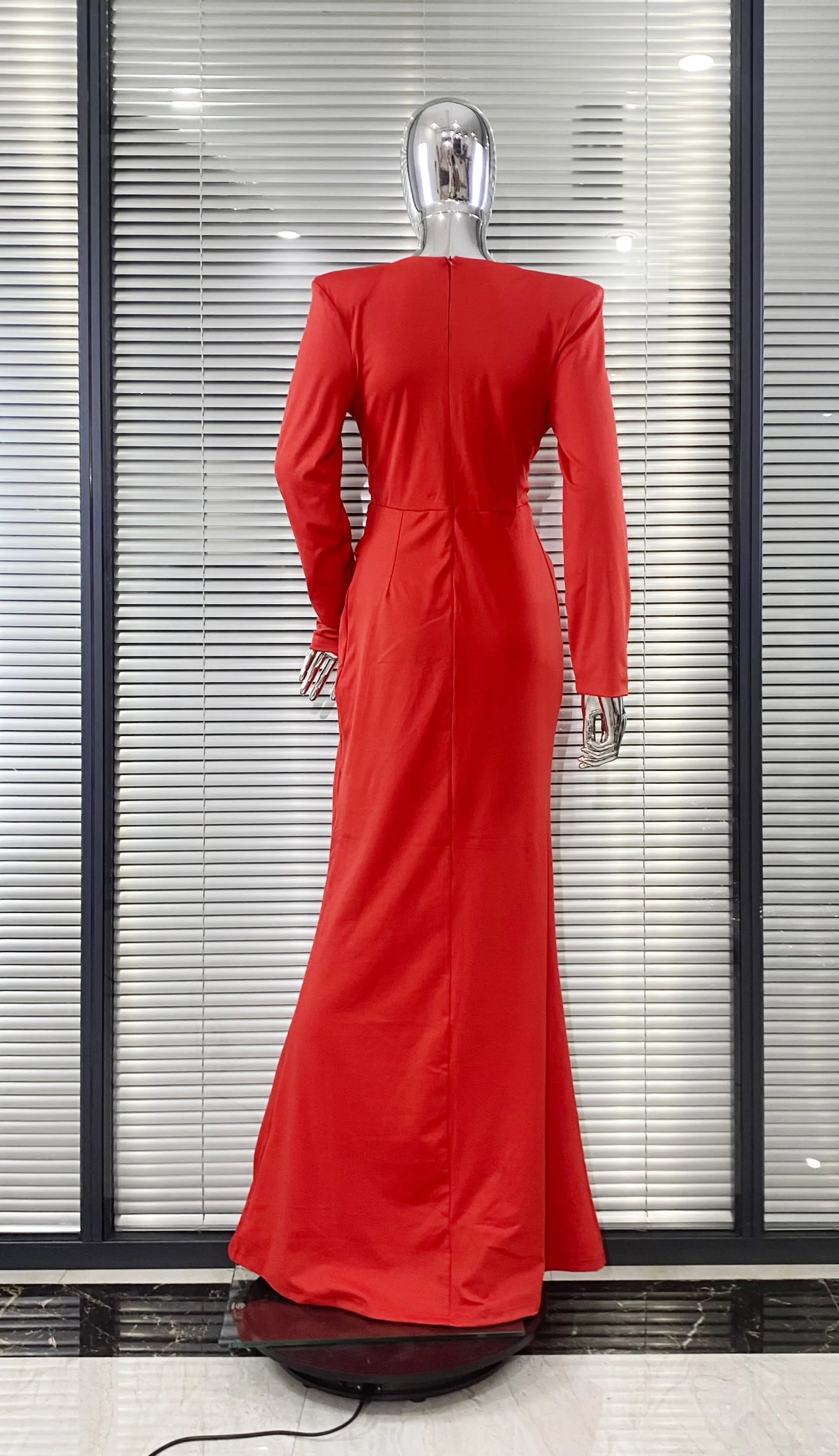 Black Red White Women Long Sleeve Sexy Deep V-Neck Bodycon Long Dress Elegant Evening Party Celebrate Birthday Outfit Vestido