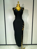 Women Black Elegant Bandage Dress Sexy Sleeveless Bodycon Evening Party Club Luxury Birthday Dress Wedding Guest Gown black