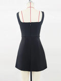 Elegant Women's 3D Diamond Flower Bandage Dress Camisole Sleeveless A-line Mini Dresses Cocktail Banquet Dress Vestidos