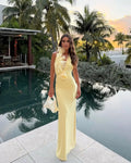 New Arrival Celebrity Fashion Birthday Party Cocktail Dress Women Sexy Halter Backless Florals Bodycon Long Outfit Wholesale