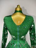Women Sexy Elastic A-Line Dress Birthday Performance Costume Sparkly Sequin Nightclub Evening Party Hotwife Stage Outfit