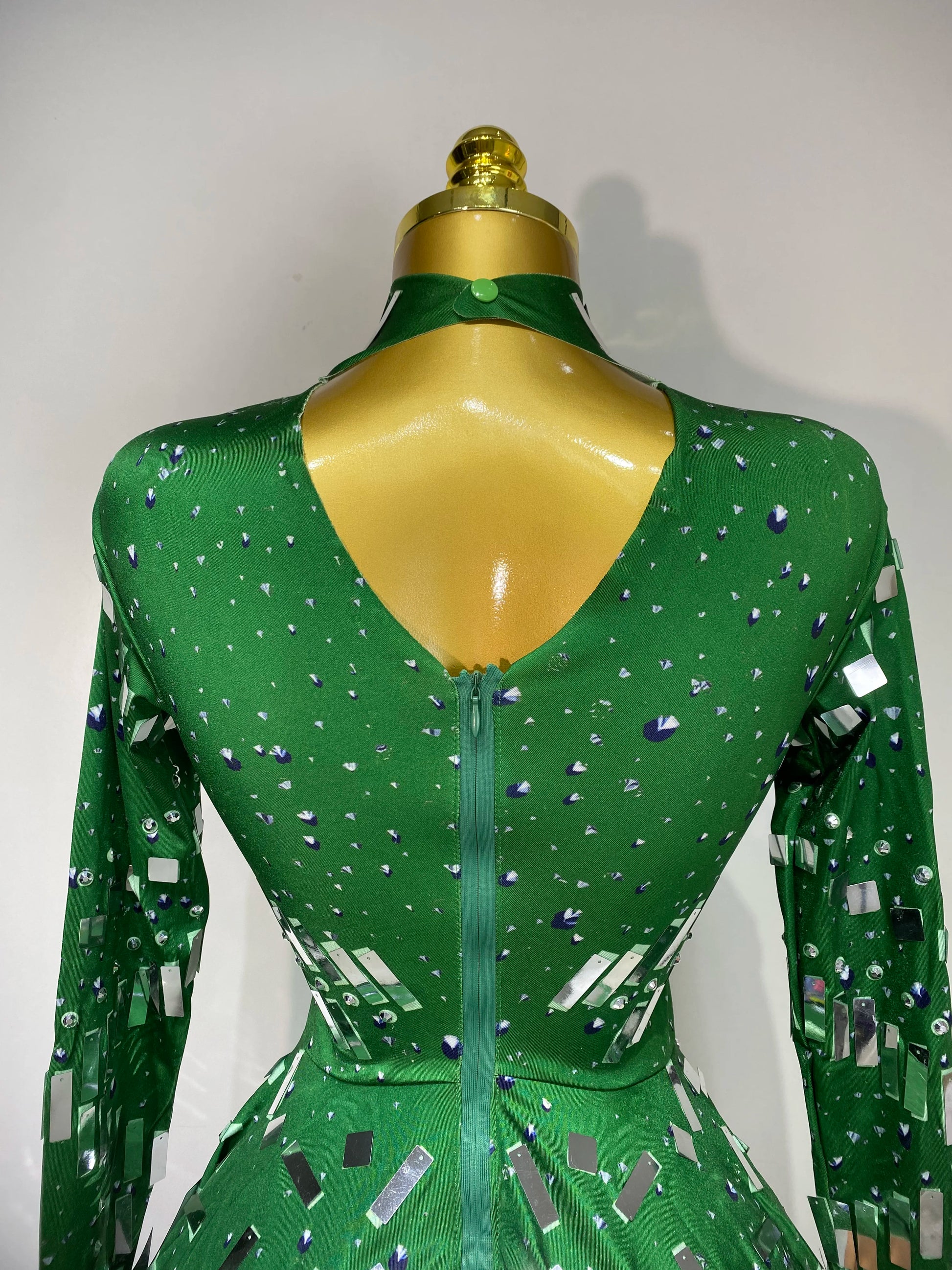 Women Sexy Elastic A-Line Dress Birthday Performance Costume Sparkly Sequin Nightclub Evening Party Hotwife Stage Outfit