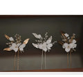 Vintage Gold Silver Color Hair Pin Clip Porcelain Flower Leaf Head Pieces For Brides Hairpins Wedding Accessories Bridal Jewelry