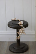 Vintage Gold Color Headband Hairband Flower Leaf Headpiece For Bride Pearl Headwear Wedding Accessories Bridal Hair Jewelry
