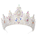Crystal Queen Crowns For Women Princess Bridal Tiara Crown For Wedding Pageant Bride Headpiece Party Prom Hair Jewelry Headdress Blue Zinc Plated
