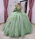 Gorgeous Green Quinceanera Dresses Convertible 2 In 1 Two Pieces 3D Flowers Vestido De 15 Años Princess Sweet 16 Gown Customized green