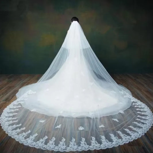 3M /4M /5M  2 Tier Lace Edge Cathedral Long Bridal Veil