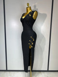 Women Black Elegant Bandage Dress Sexy Sleeveless Bodycon Evening Party Club Luxury Birthday Dress Wedding Guest Gown