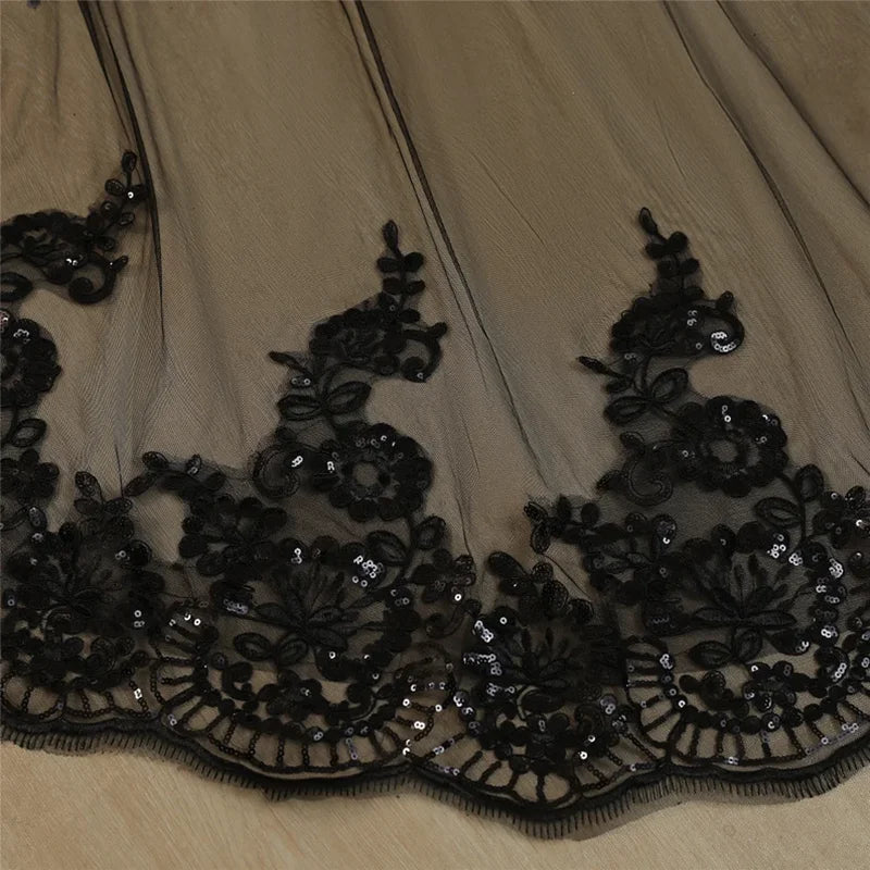 3.5 Meters Sequined Veil Black Lace Bridal Veil Metal Comb