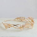 Bridal Hair Jewelry Vintage Gold Color Tiara Pearl Zircon Headband Headpiece Brides Leaf Hairband Headwear Wedding Accessories a
