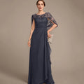 Customized O Neck Mother Dress Elegant Lace A Line Wedding Party Gowns For Bride Chiffon Applique Vintage Formal Bridal Dresses picture color