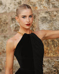 2024 Summer Women Sexy Off the Shoulder Backless Draped Bodycon Mini Dress Velvet Celebrity Red Carpet Evening Party Dress