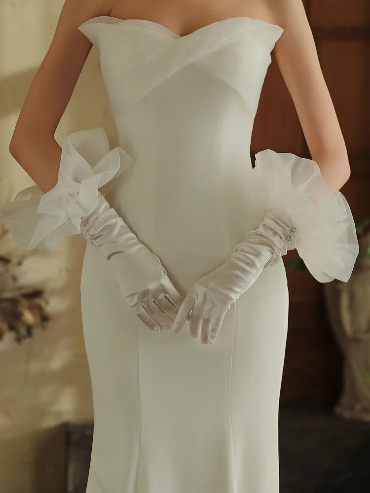 White Bridal Gloves Vintage Long Wristband Wedding Glove For Women Girl Gift Party Dinner Dress Jewelry Bride Accessories