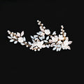 Porcelain Flower Hair Clip Pin Pearl Opal Hairpin Brides Women Vintage Gold Color Headpieces Wedding Accessories Bridal Jewelry