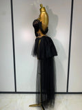 New Arrived Sexy Cute Mesh Tops Skirt 2 PCS Set Women Celebrate Party Birthday Nightclub Performance Stage Show Outfit