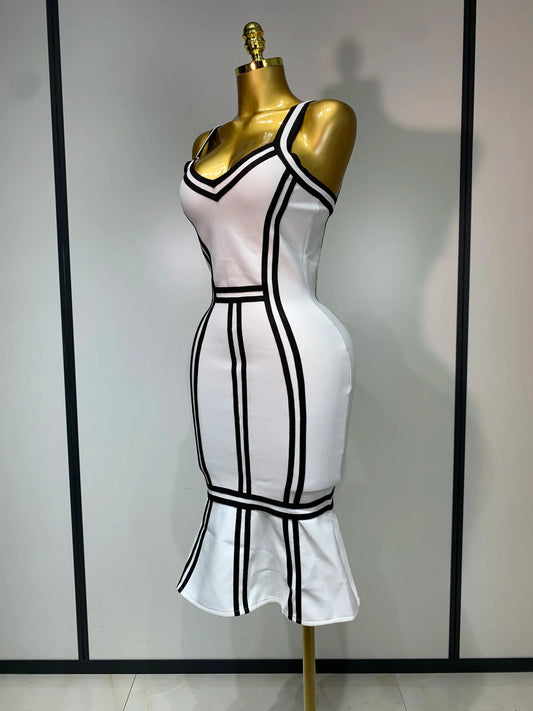Women Sexy Backless Ruffled Edge Bodycon Bandage Dress Celebrity Elegant Evening Party Luxury Birthday Club Dress