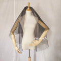 Two-Tier Tulle Black Wedding Veil with Metal Comb, Fingertip Length 90cm