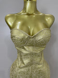 Sexy Strapless Gold Black Foil Color Bodycon Bandage Dress Women Fashion Celebrate Evening Party Luxury Birthday Dresses