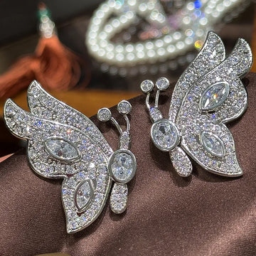 High Quality Butterfly Zircon Bridal Earrings CZ Zirconia Wedding Earring For Women Bride Accessories Party Dinner Dress Jewelry A