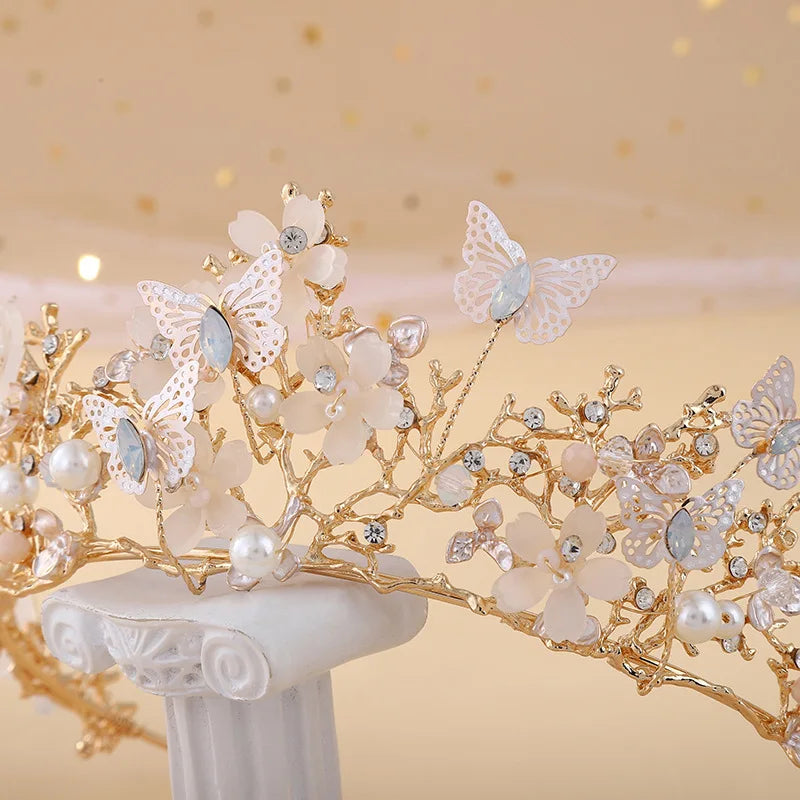 Wedding Crowns For Bride Crystal Flower Fairy Bridal Tiara Crown For Women Girlfriend Diadem Party Bride Hair Jewelry Headdress
