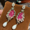Colorful AAA Zircon Bridal Earrings CZ Cubic Zirconia Pearl Wedding Earring For Bride Women Accessories Birthday Gifts Jewelry a