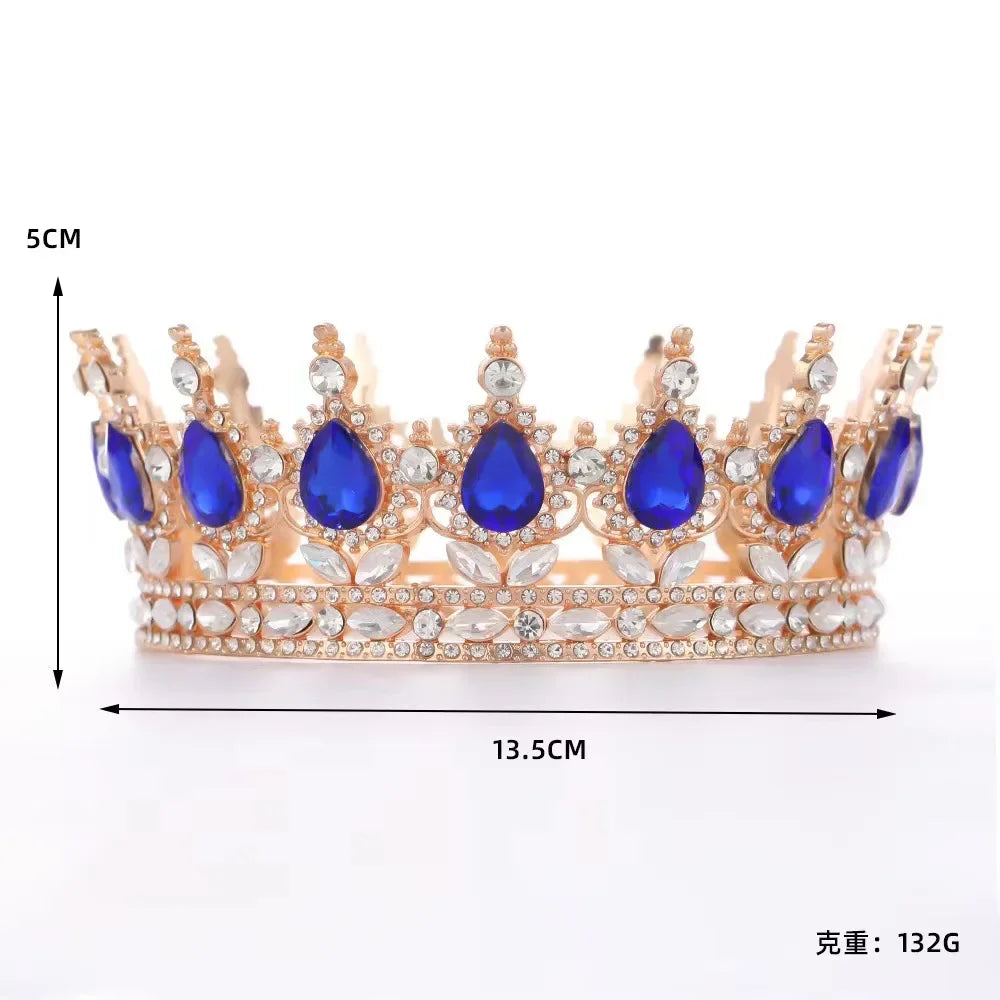 Princess Queen Crowns For Women Wedding Bridal Headdress Baroque Round Tiaras Crowns For Pageant Birthday Party Hair Jewelry