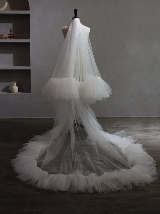 White Bridal Veil Long Lace Wedding Veils For Brides Evening Dinner Party Dress Women Girl Gifts Hair Accessories Jewelry