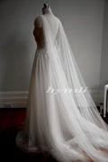 Bridal Cape Veil, Wedding Cape, Tulle Cape Veil, Shoulder Veil Champagne