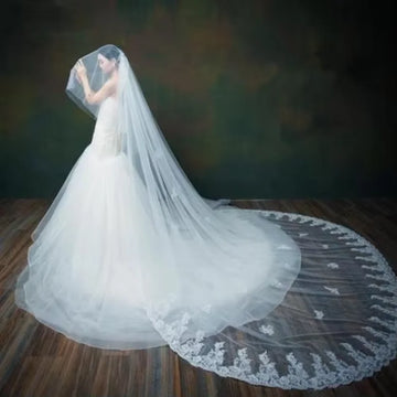 3M /4M /5M  2 Tier Lace Edge Cathedral Long Bridal Veil