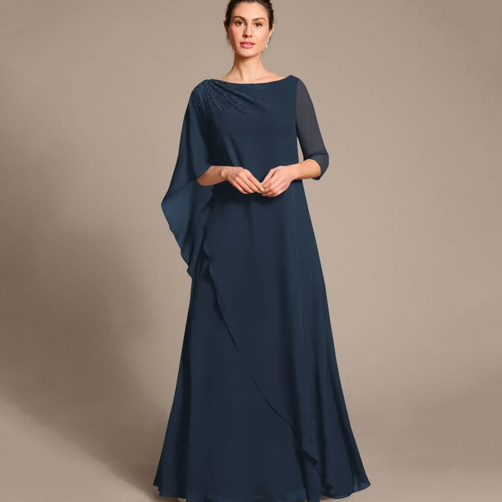 Customized Mother of Dresses A Line Crystal Evening Gowns One Shoulder Elegant Bride Party Dress Chiffon robes invitée mariage