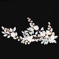 Porcelain Flower Hair Clip Pin Pearl Opal Hairpin Brides Women Vintage Gold Color Headpieces Wedding Accessories Bridal Jewelry