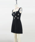 High Quality Women Sleeveless Sexy Square Collar A-Line Bodycon Mini Dress Fashion Celebrate Birthday Party Evening Dress