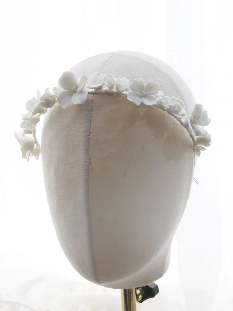 Wedding Hair Accessories Porcelain Flower Headpiece Headwear Women Girl Headdress For Brides Headband Hairband Bridal Jewelry