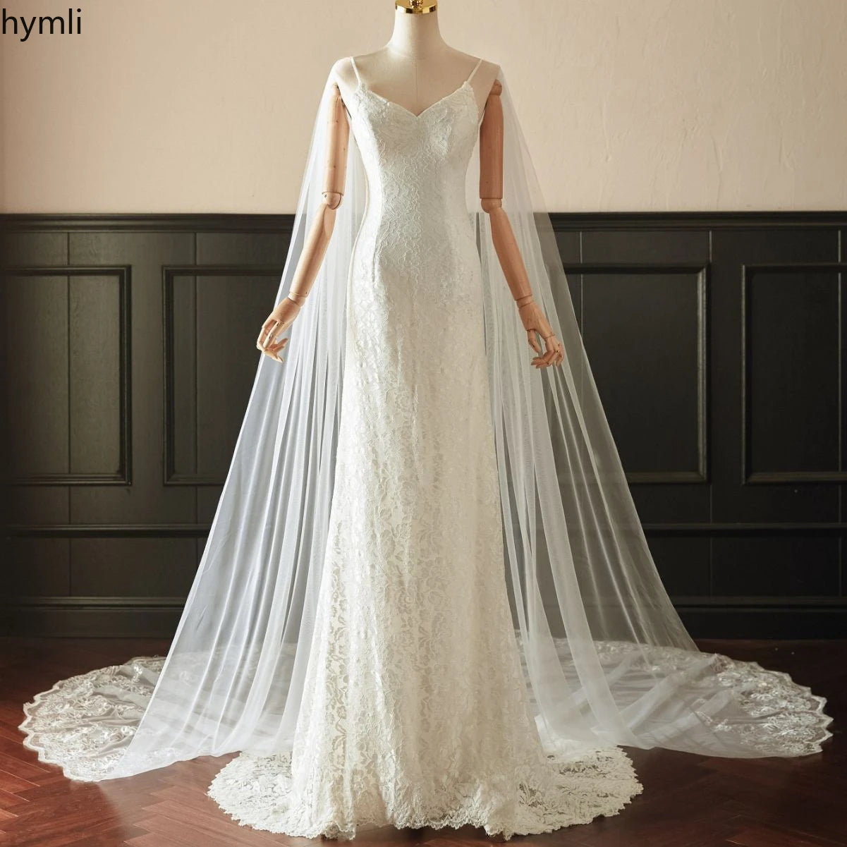 1 Layer Cathedral Length Bridal Veil Lace with Sequins Wedding Veil 300cm