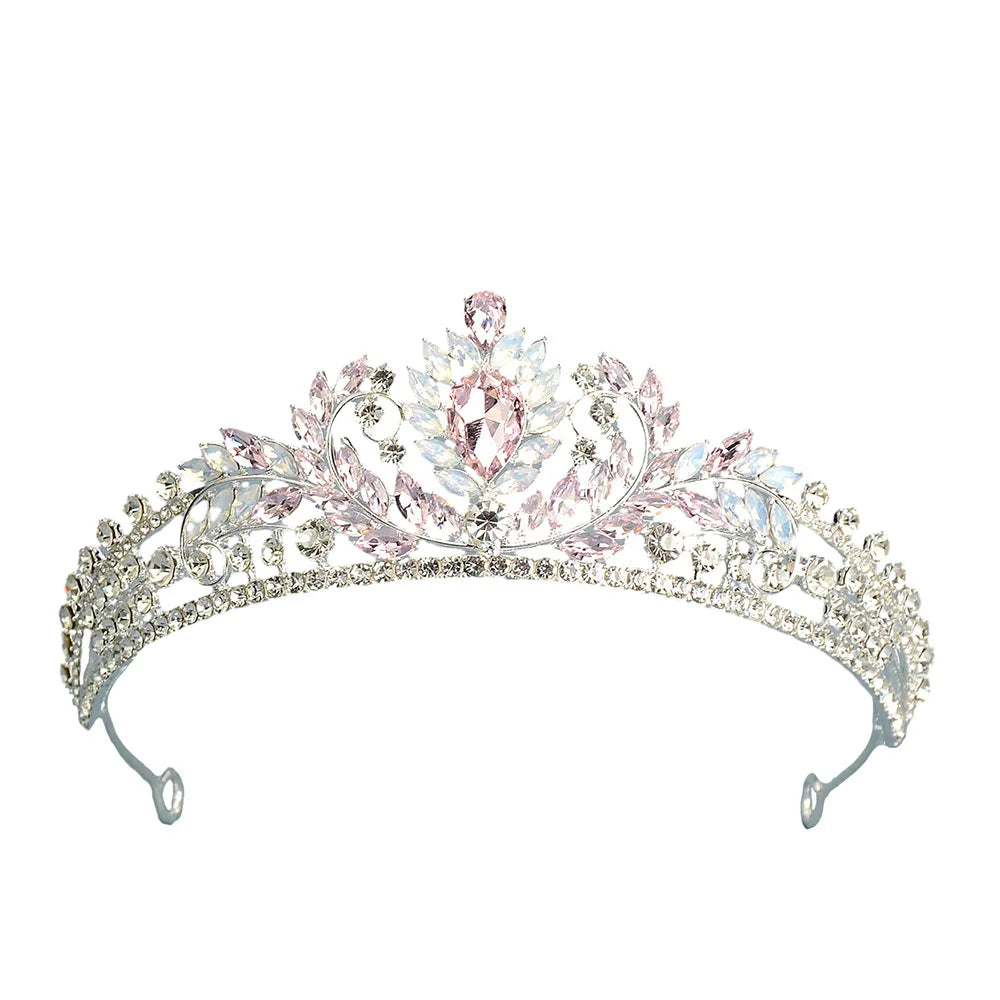 Princess Crowns For Women Girl Rhinestone Queen Bridal Tiara Crown For Wedding Bride Headdress Party Prom Hair Jewelry Diadem Silver Plated