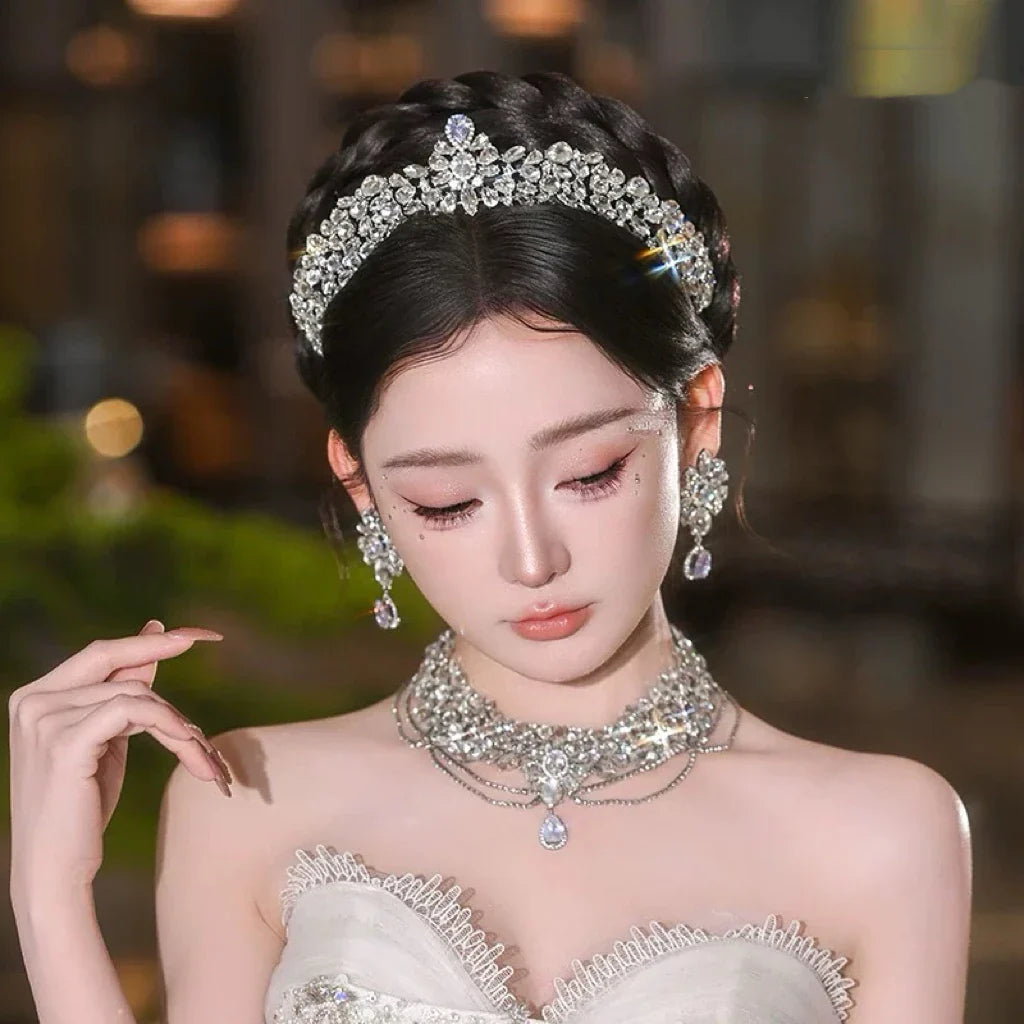 Crystal Tiaras and Crowns Rhinestones Zirconia Diadem For Brides Princess Queen Headband Wedding Accessories Bridal Hair Jewelry